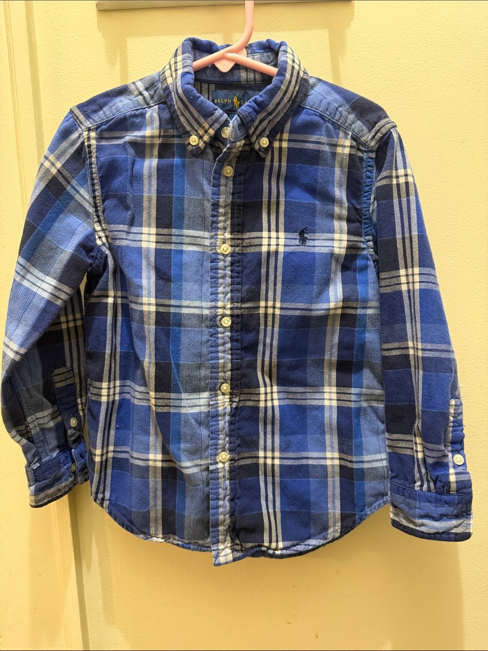 Ralph Lauren Blue Navy and White Plaid Button-Down Shirt